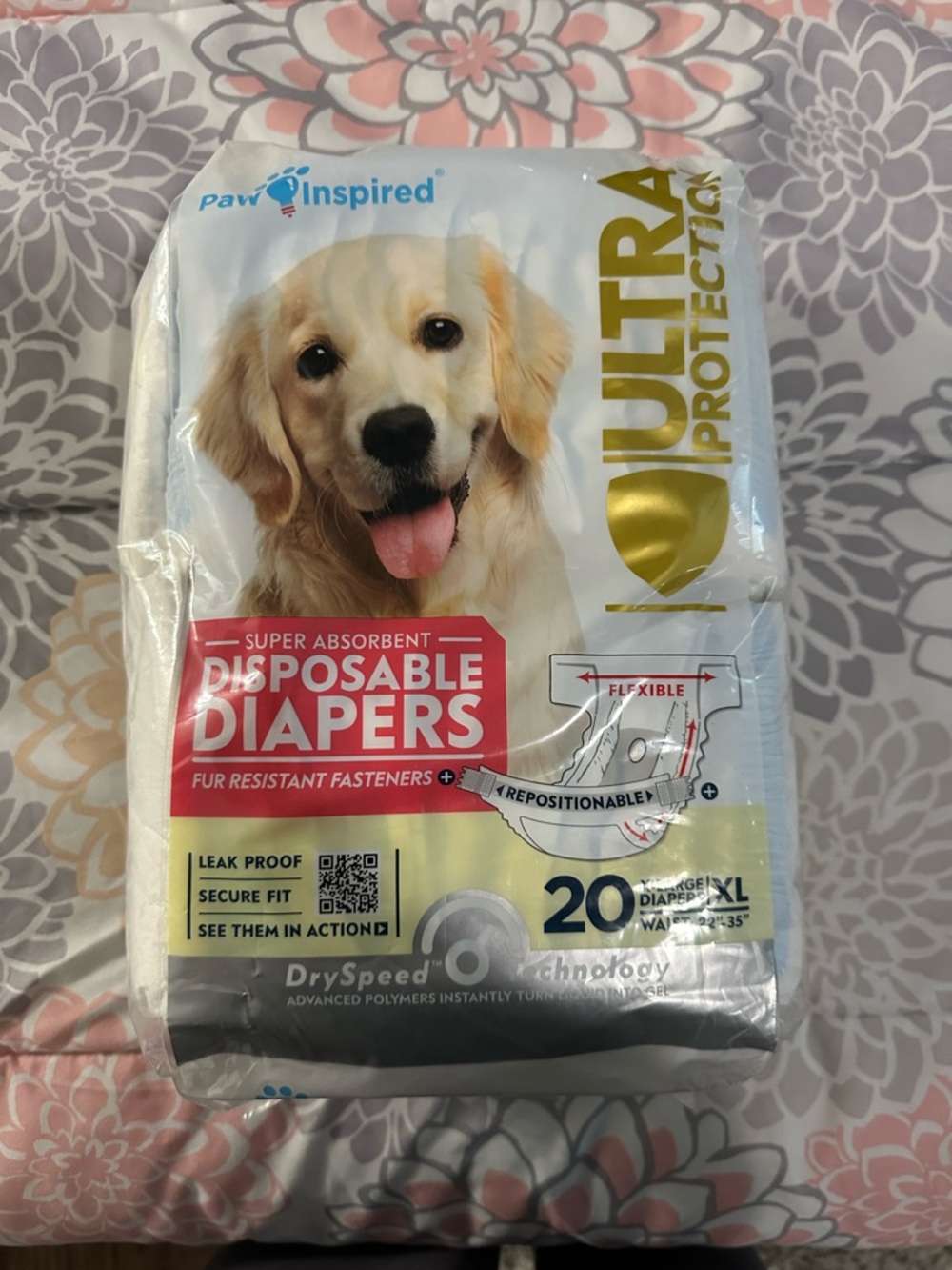 Paw Inspired Disposable Dog Diapers - Pack of 20